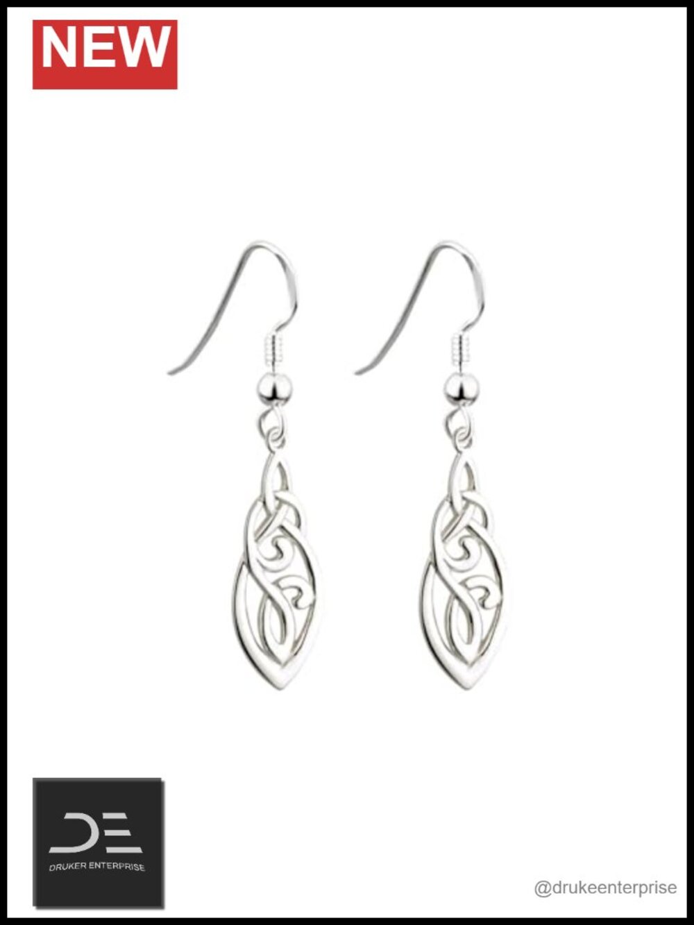 Sterling Silver Trinity Knot Dangle Earrings Handmade in Ireland